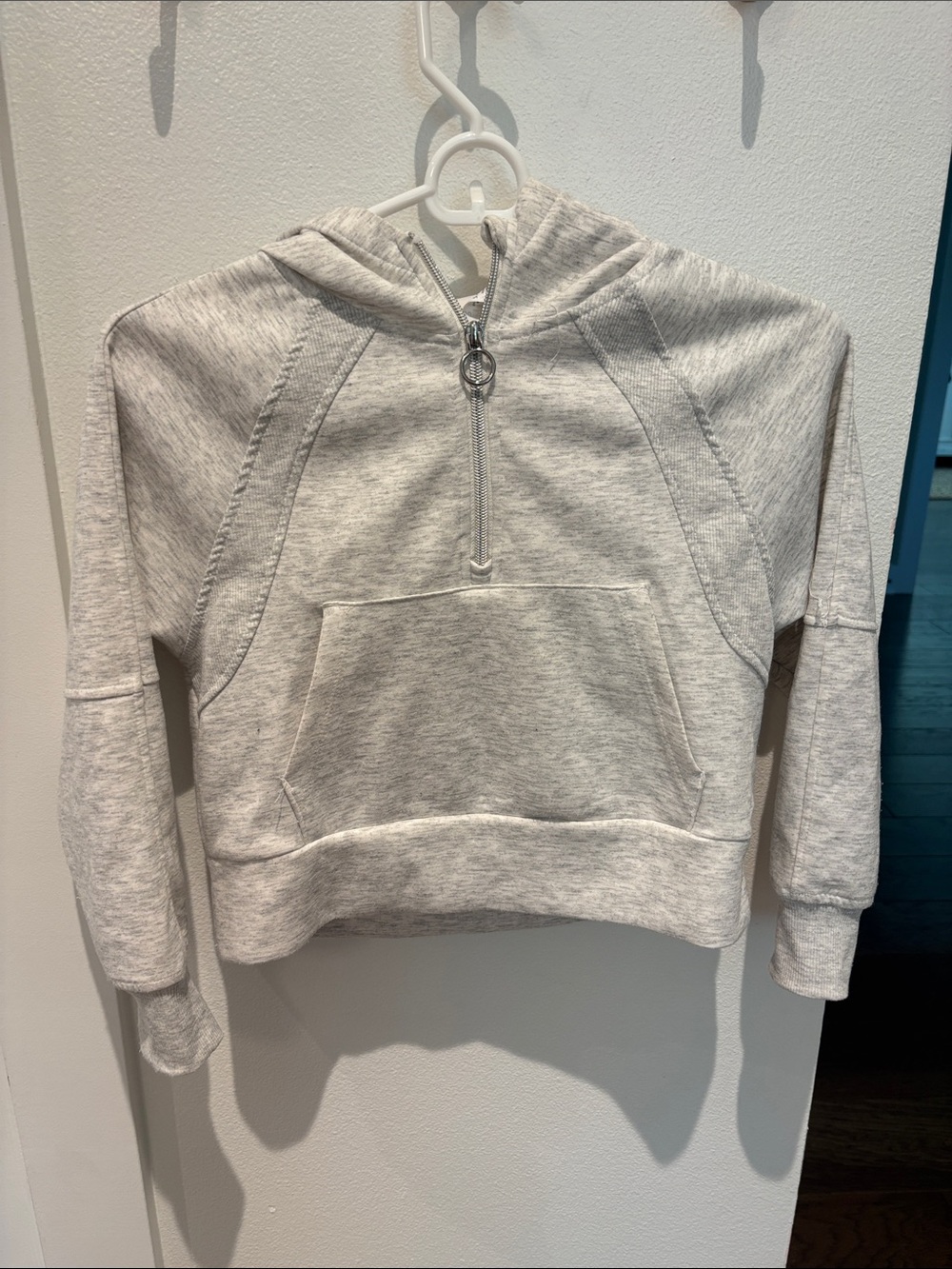 90 Degree By Reflex Light Gray Half-Zip Hoodie Sweater